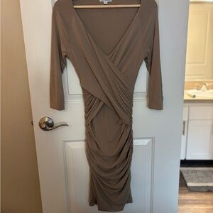 James Perse Ruched V Neck Dress | Size 2